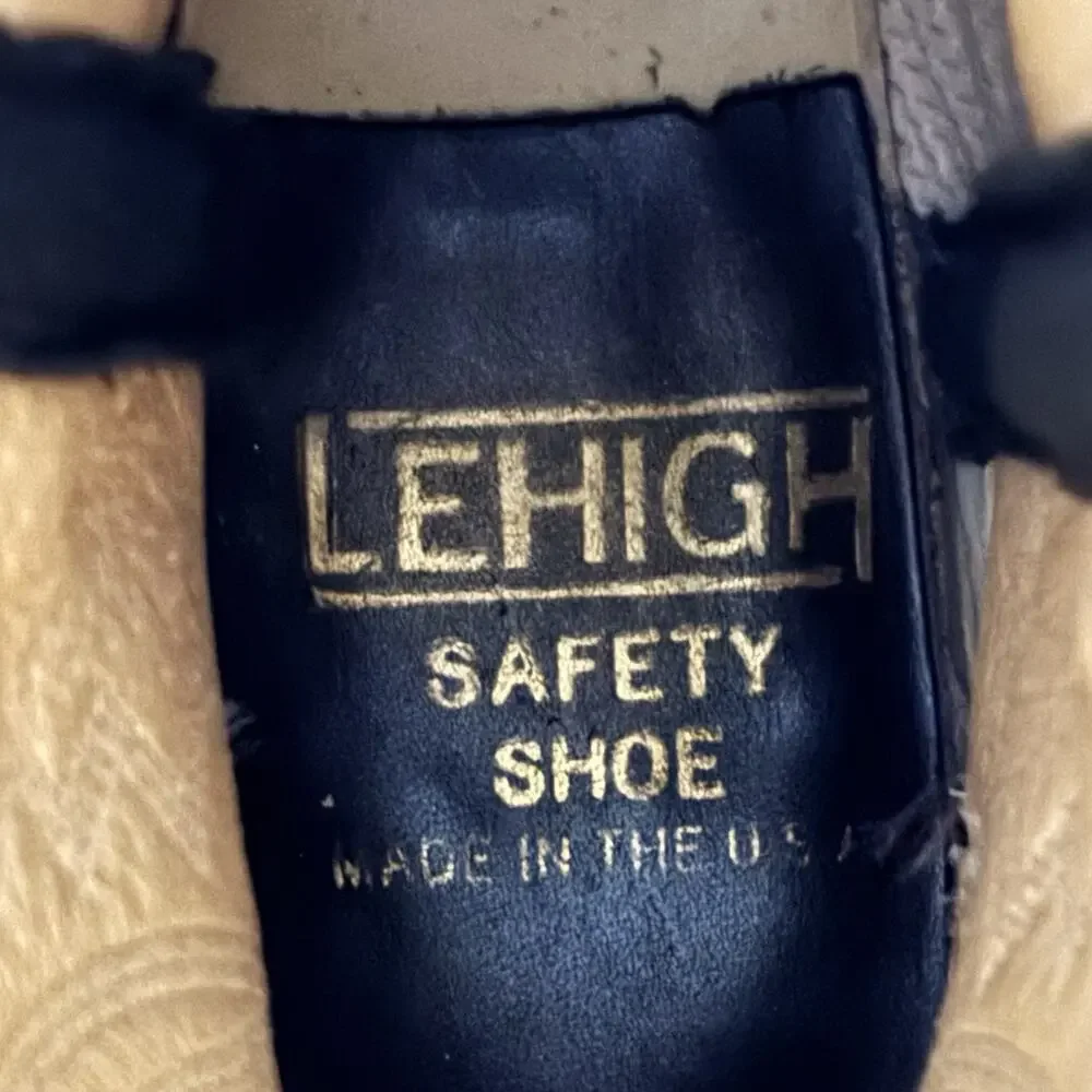 Vintage Lehigh Steel Toe Gray Leather Cowboy Boots Vibram Sole Men's 8.5D